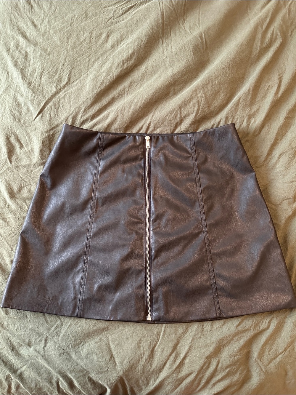 Faux Leather Mini Skirt with Front Zip